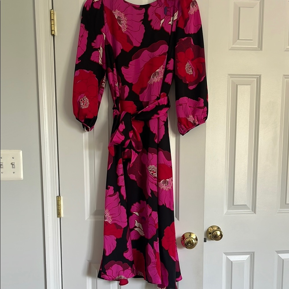 Talbots Floral Black and Pink Dress